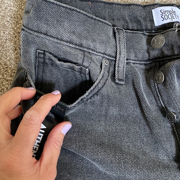SIMPLE SOCIETY Women’s Straight Super High Rise Distressed Hem Denim Jeans 27 - Picture 7 of 14